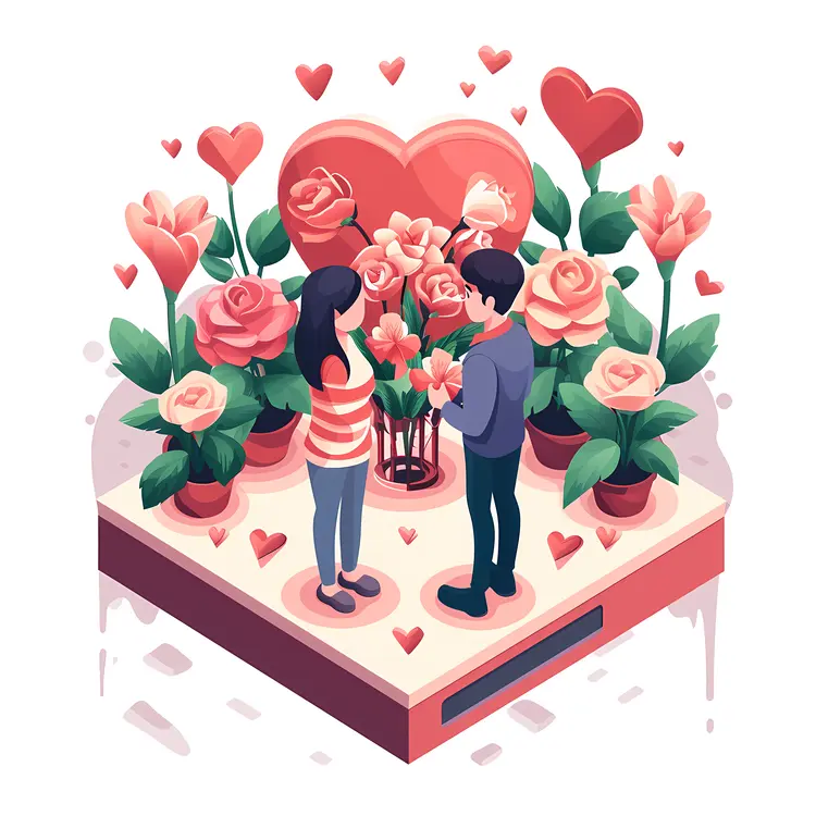 Couple Surrounded by Flowers