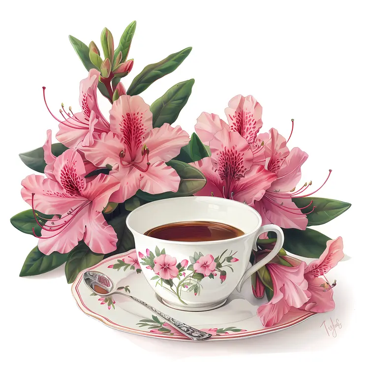 Tea Cup with Lovely Pink Flowers