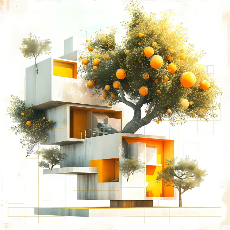 Modern Treehouse with Oranges