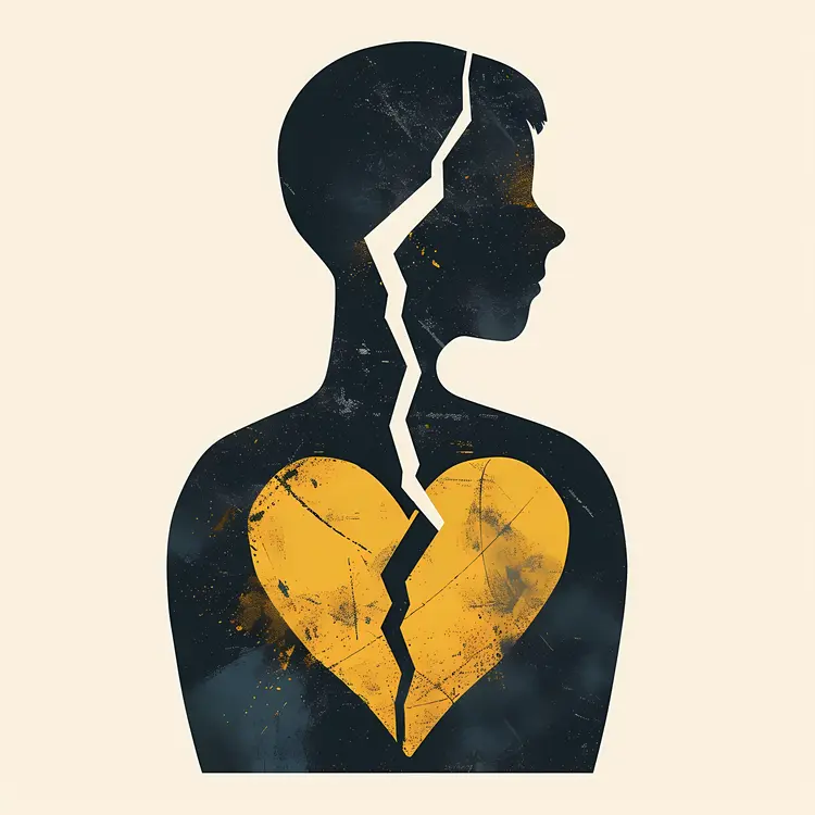 Silhouette with Broken Heart Illustration