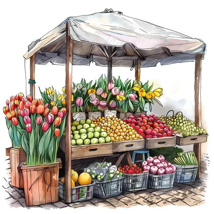Colorful Flower Market Stall