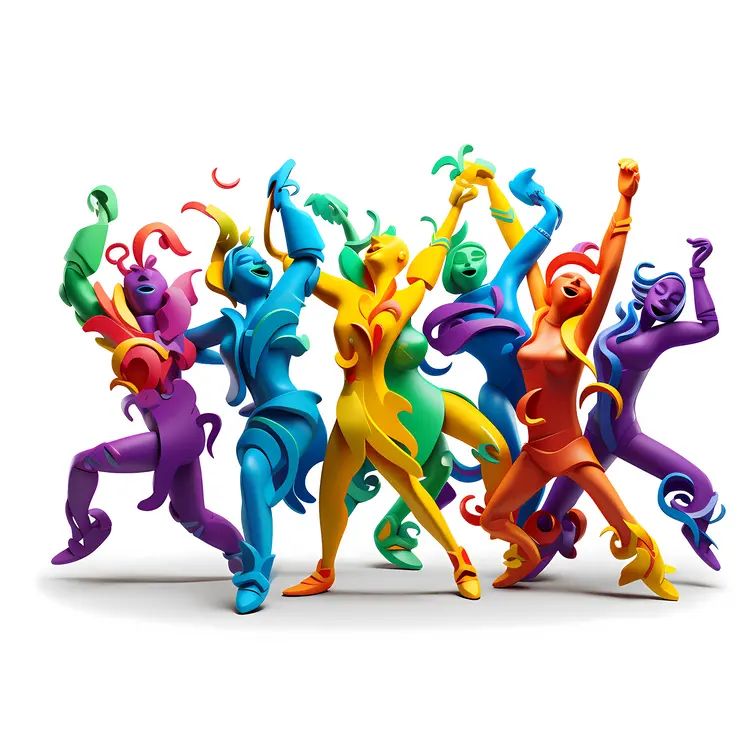 Colorful Dancers in Carnival Parade