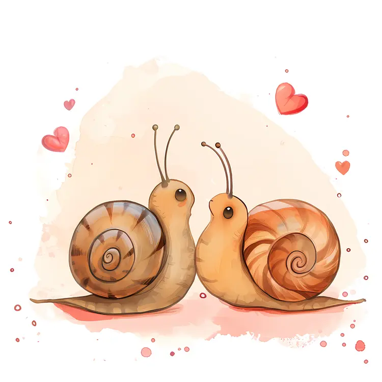 Cute Snails with Hearts