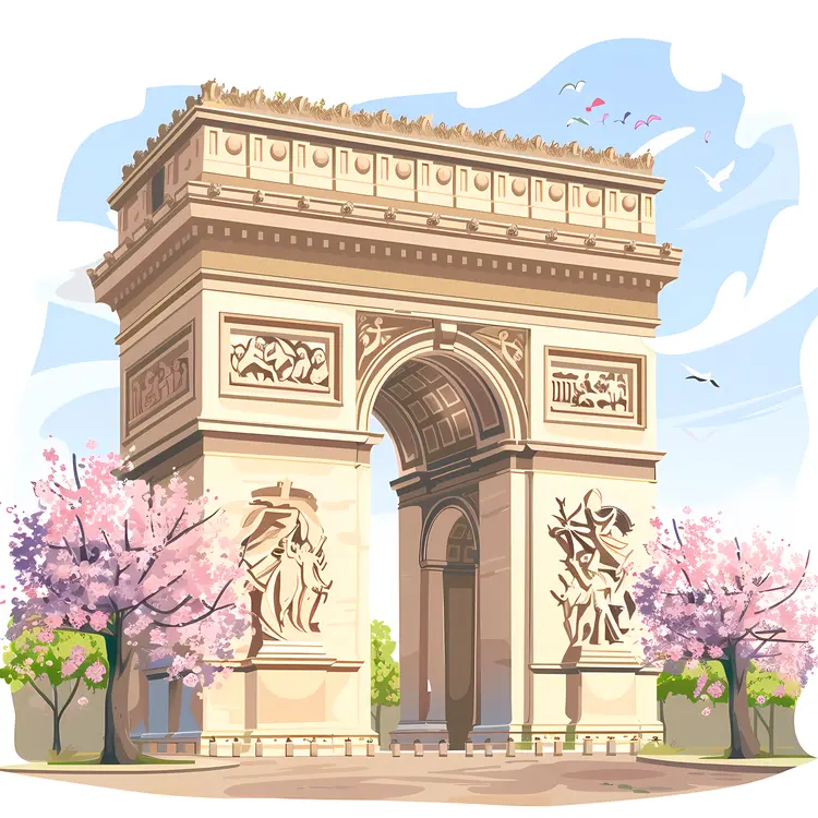 Arc de Triomphe with Cherry Blossoms