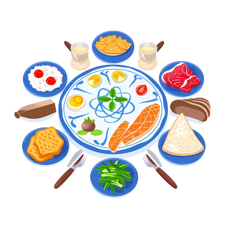 Dining Table with Fish and Bread