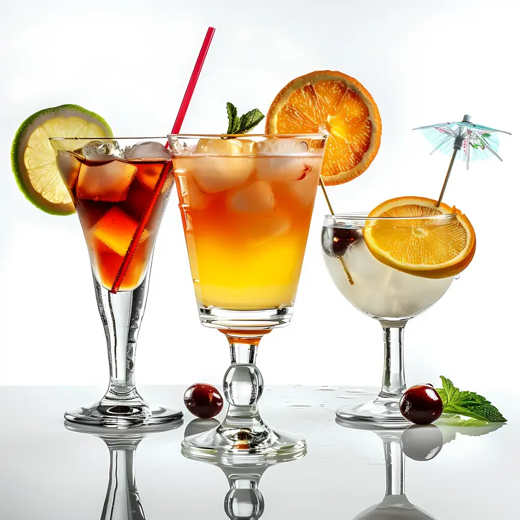 Colorful cocktails with fruits