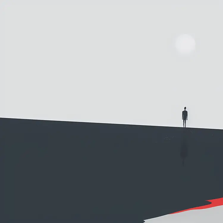 Lonely Silhouette on Cliff