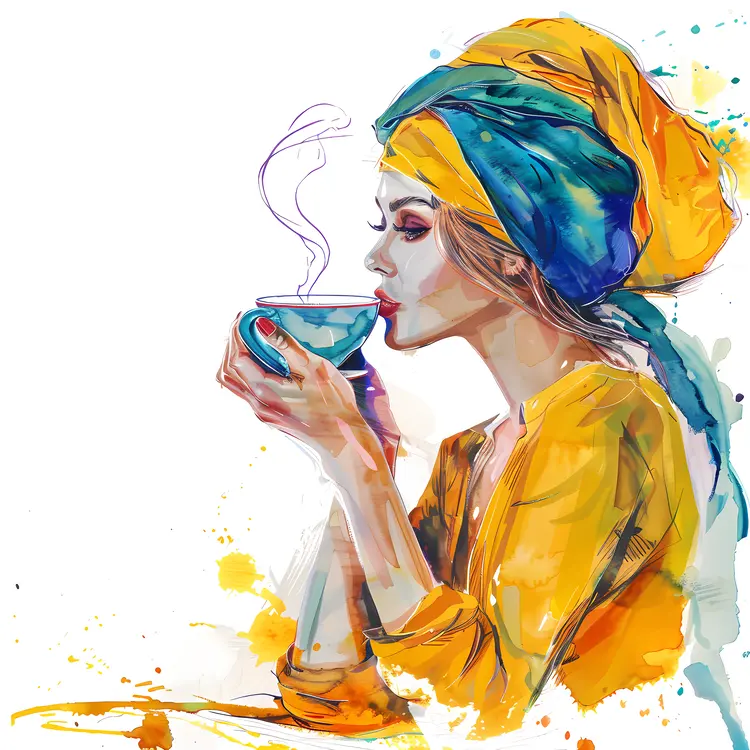 Artistic Woman Drinking Coffee