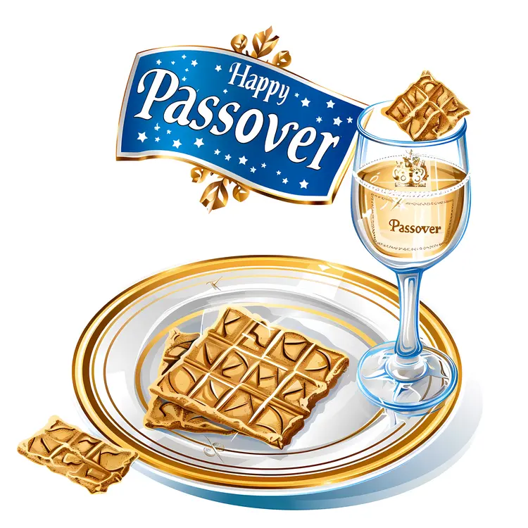 Happy Passover Celebration with Wine and Matzah