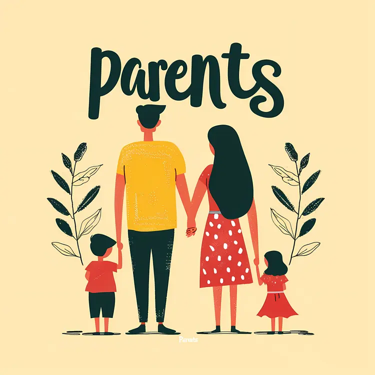 Illustration of Parents with Two Children