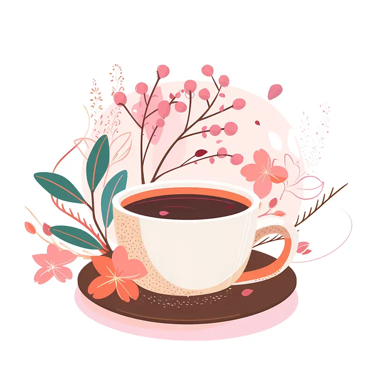 Coffee cup with pink flowers