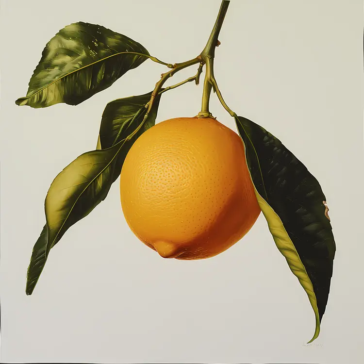 Hanging Yellow Lemon with Leaves