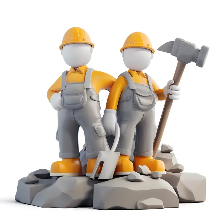 Two Construction Workers with Tools
