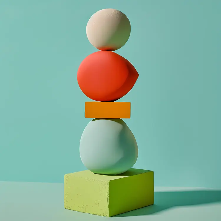 Colorful Stacked Geometric Shapes