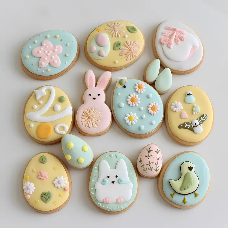 Decorated Easter Cookies with Pastel Colors