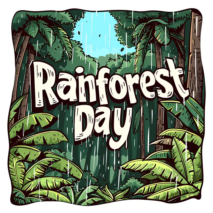 Rainforest Day Poster with Rain