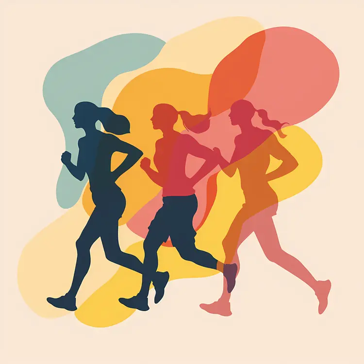 Colorful Silhouettes of Runners