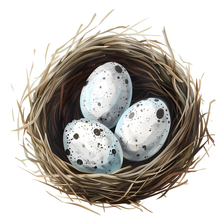 Speckled Eggs in a Nest
