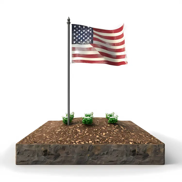American Flag on a Small Plot of Land
