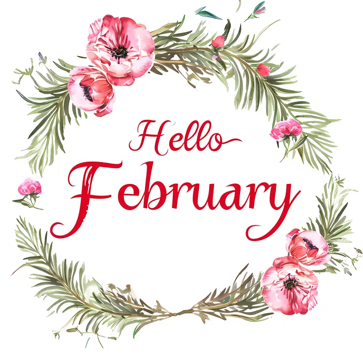 Hello February with Pink Flowers