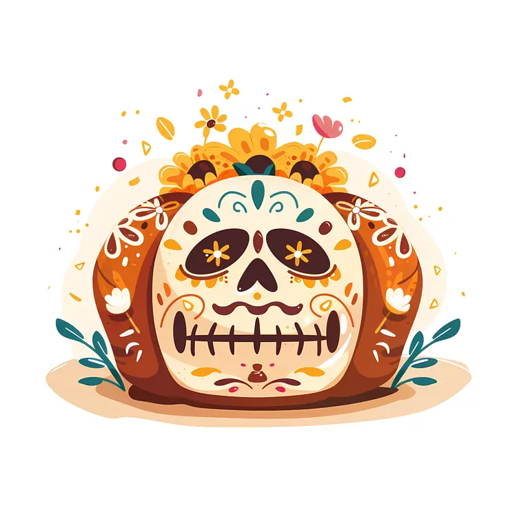 Decorated Bread with Skull Design