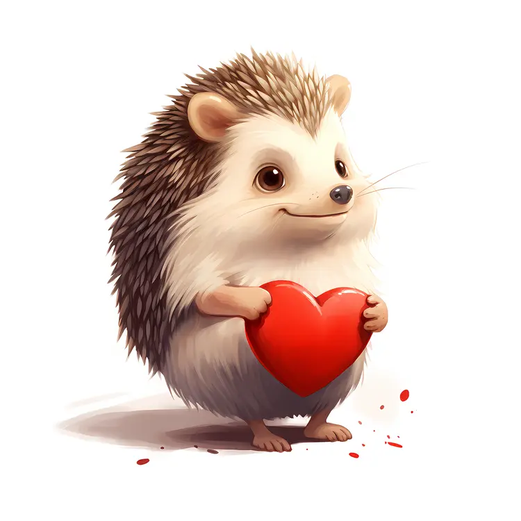 Adorable Hedgehog with Heart for Valentine's Day