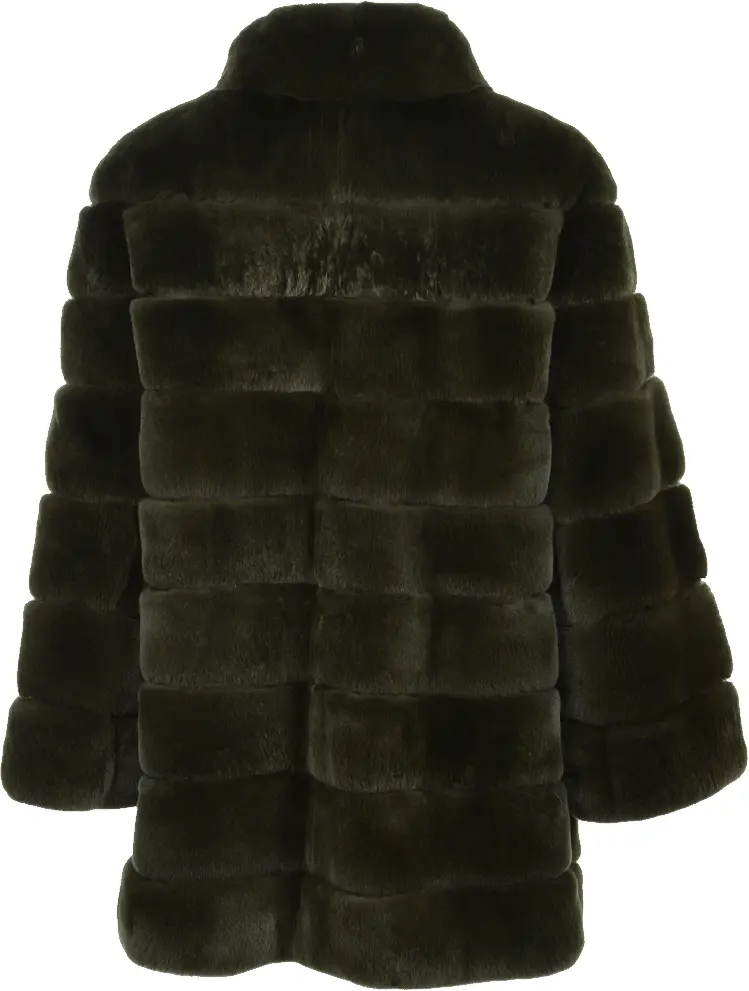 Stylish Dark Green Fur Coat