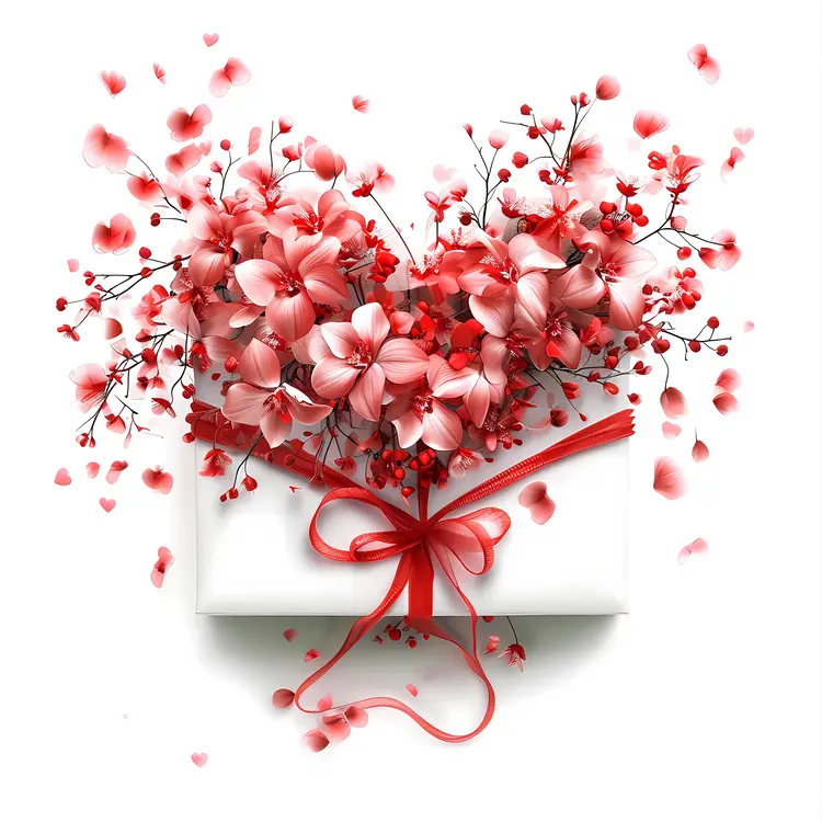 Charming Gift Box with Heart-Shaped Flowers