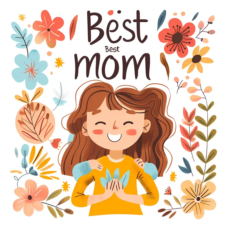 Best Mom Floral Illustration