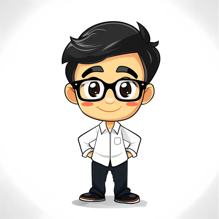 Boy with Glasses in White Shirt