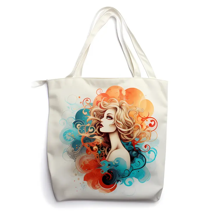 Artistic Tote Bag with Blonde Woman Portrait