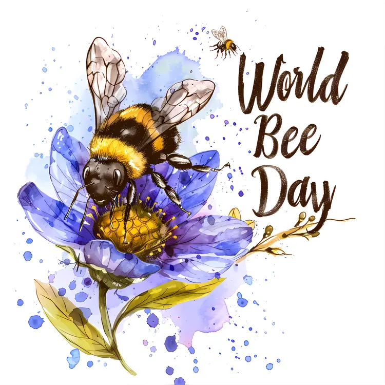 World Bee Day Celebration with Bees and Flowers