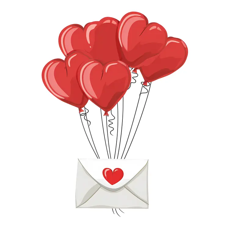 Heart Balloons with Love Envelope