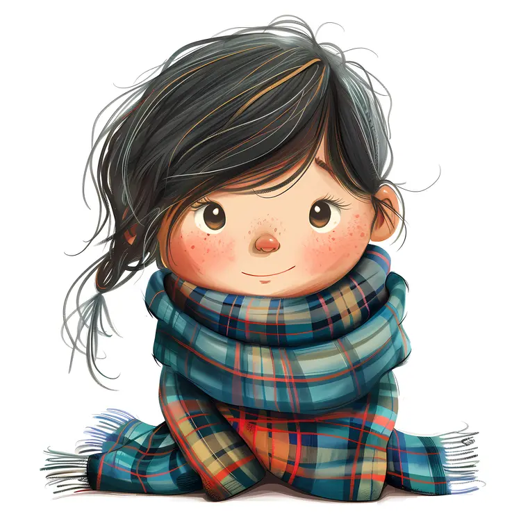 Child Wrapped in Plaid Scarf