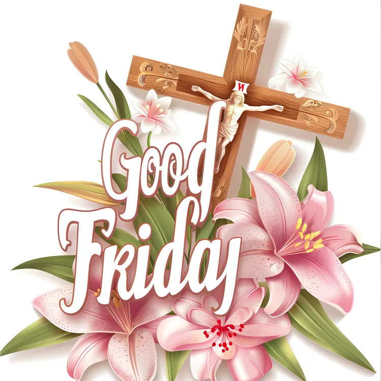 Good Friday Cross and Pink Lilies