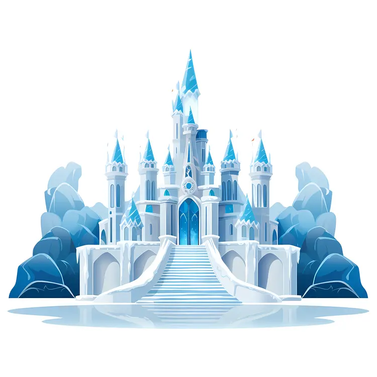 Elegant Ice Castle with Blue Spires
