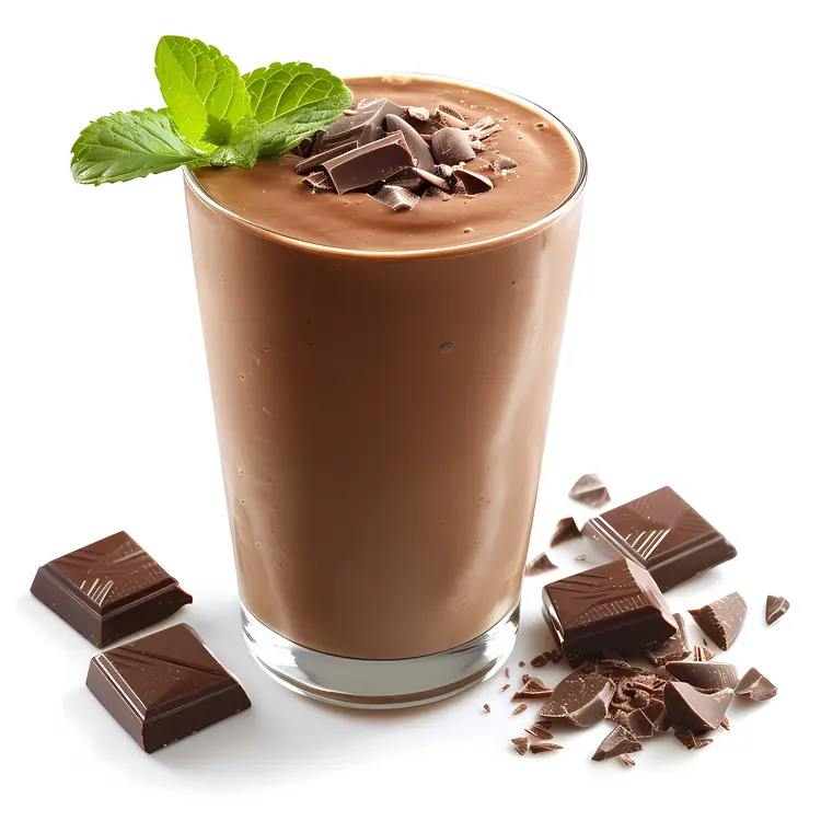 Chocolate Milkshake with Mint and Chocolate Pieces