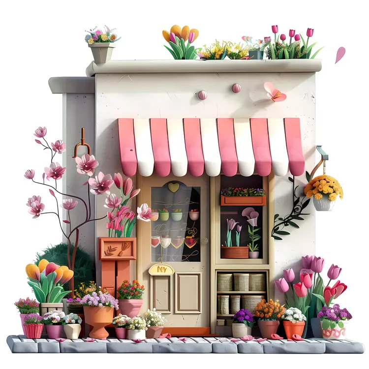 Adorable Flower Shop with Pink Accents