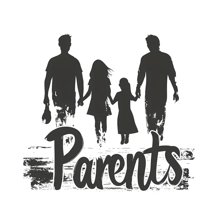 Silhouette of Parents and Children Holding Hands