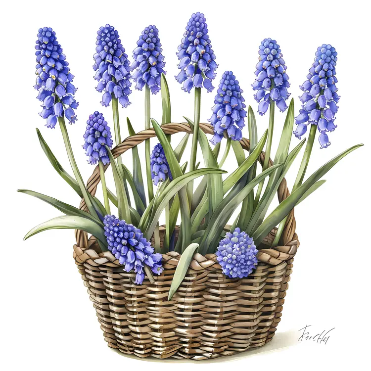 Beautiful Blue Hyacinths in Woven Basket