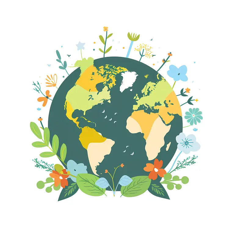 Earth with Floral Decorations