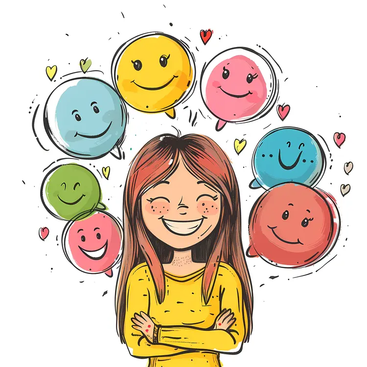 Girl with happy faces