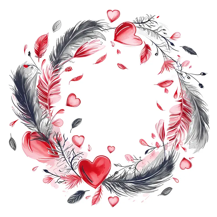 Heart and Feather Wreath for Valentine's Day