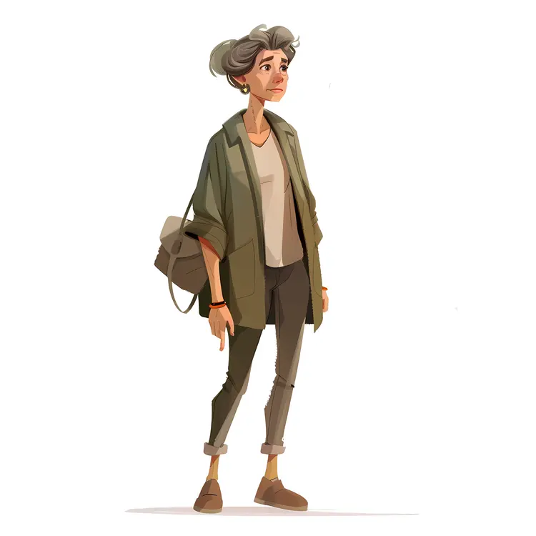 Stylish Woman with Bag in Casual Outfit