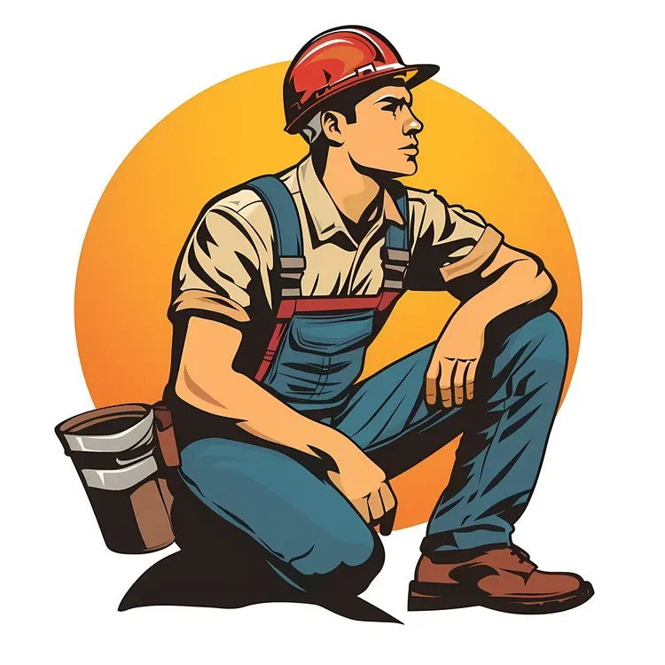 Construction Worker Kneeling