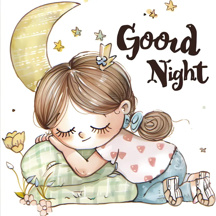 Good Night Child with Moon and Stars