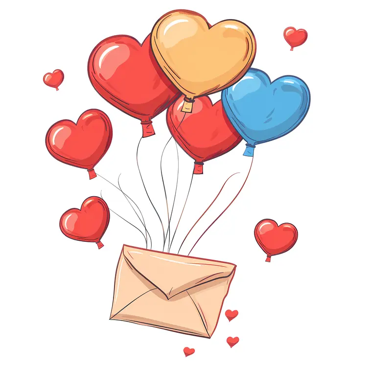 Heart Balloons with Envelope