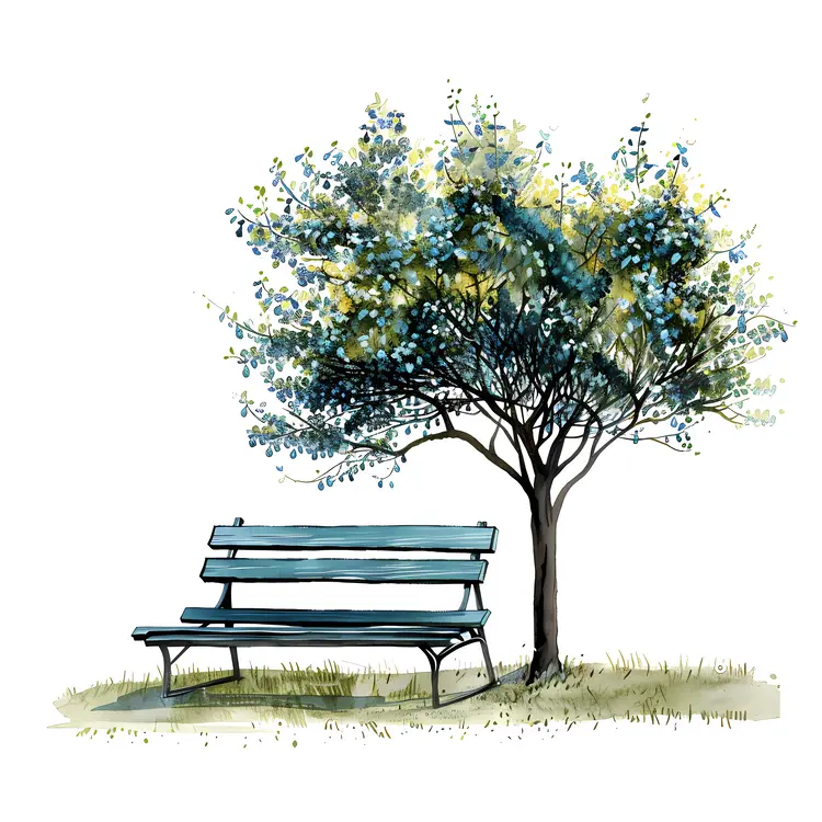 Tranquil Bench and Tree in Park