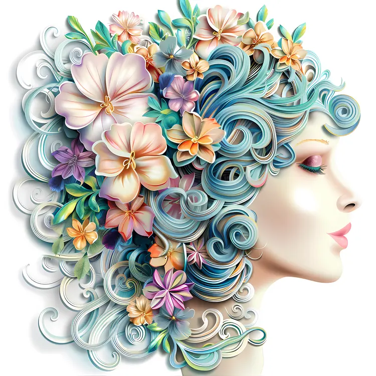 Artistic Head with Colorful Flowers