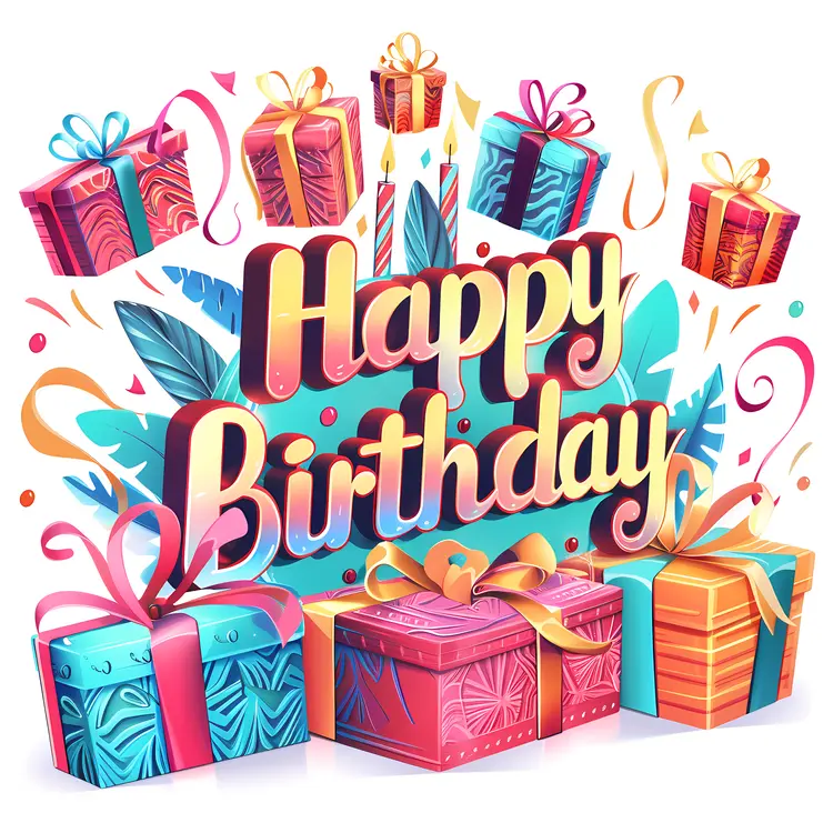 Colorful Happy Birthday with Presents